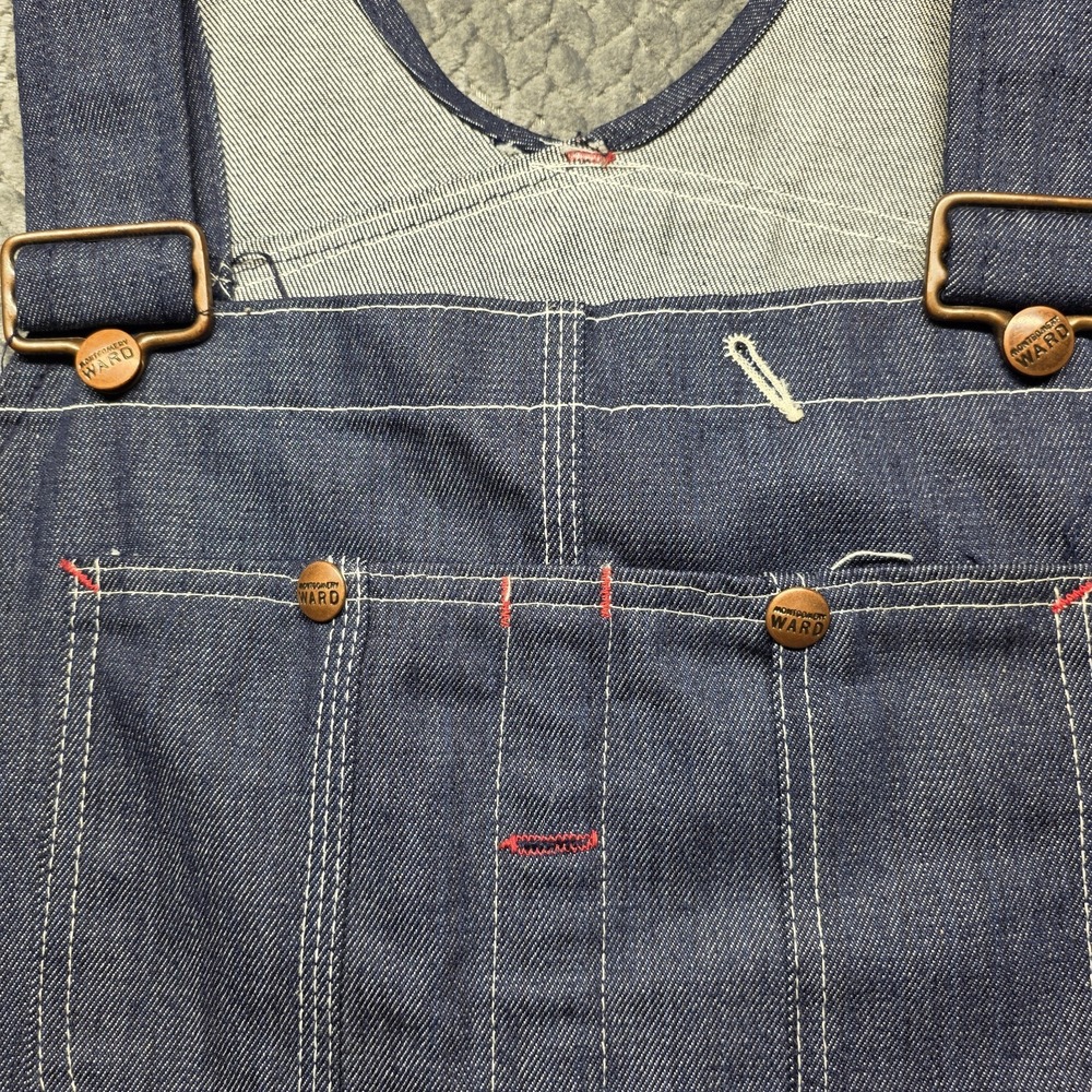 Vintage Montgomery Ward Sanforized Denim Bib Overalls Men's 42x29 Union Made USA - Picture 3 of 16